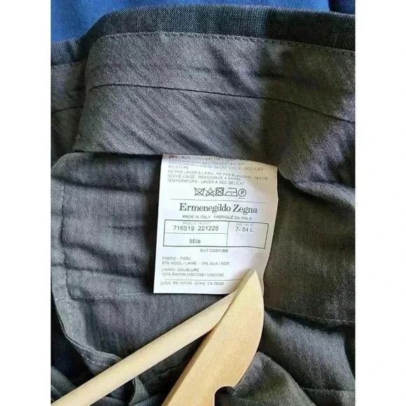 Ermenegildo Zegna Mila Trofeo 600 Blazer Mens 7-54L Gray Wool Silk Checkered - Picture 6 of 6